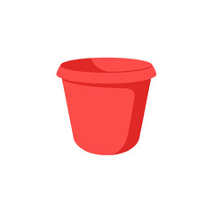 Red cartoon pot illustration against a white backdrop, simple and minimalistic design