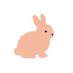 An illustration of a simple peach bunny against a solid white backdrop, minimalist design