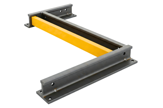 Heavy-duty metal beam designed for structural support isolated on a transparent background