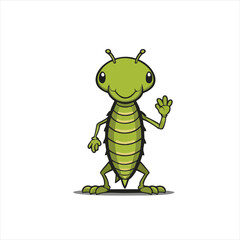 Cute Locust Logo, Standing Pose, Vector Art