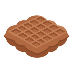 Isometric waffle with a grid pattern and scalloped edges, brown color