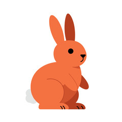 Obraz premium Graphic orange rabbit head & torso with long ears, in simple geometric shapes on a white background