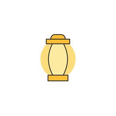 Illustration of a yellow lantern with thick black lines on a clean white background