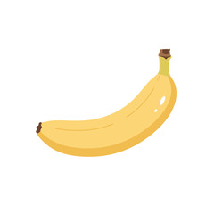 A yellow banana is on a white background