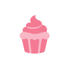 Pink cupcake illustration with frosting on a white background