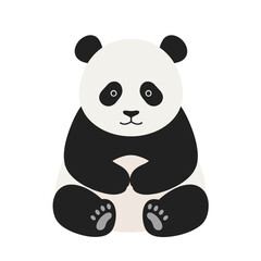 Front view of a stylized panda with black and white fur, set against a clean white background