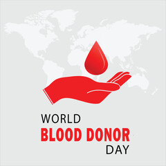 World Blood Donor day on June 14th. Donate blood concept with blood drop. Blood donation vector illustration
