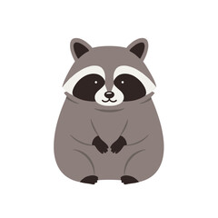 Vector illustration of a cute raccoon with a mask, paws, and rounded features against a white background