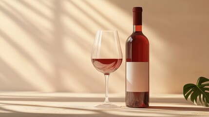 Elegant Bottle and Glass of Rosé Wine