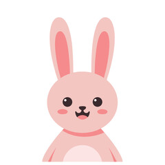 Obraz premium A light pink cartoon bunny's head with upright ears against a white background