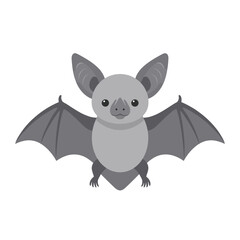 Cute cartoon bat with large ears and wings against a solid white background