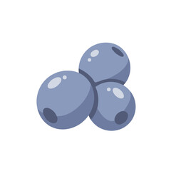 Stylized illustration of a small cluster of three blueberries, in various tones of blue