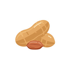 Simple image of peanuts. Two peanuts and a single peanut displayed on a white background