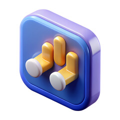 3d render abstract button with yellow and blue gradient