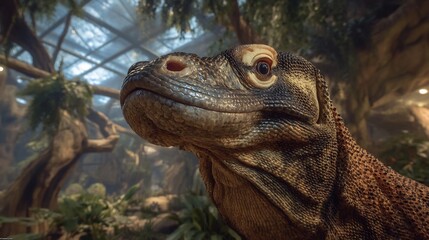 Close-up view of a Komodo dragon's head.