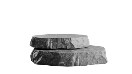Natural stone rock podium pedestal for product presentation minimal display stand textured surface abstract stage composition isolated on white background