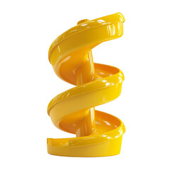 A bright yellow spiral slide with smooth curved edges designed for fun and playful sliding experiences. Png, Transparent background.