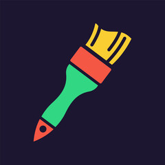 Paint brush icon. Construction tool. Color vector instrument illustration