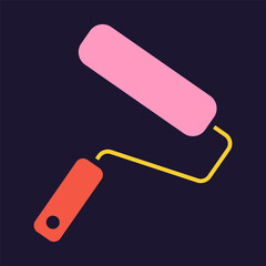Paint roller icon. Construction tool. Color vector instrument illustration