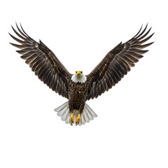 Fototapeta premium Majestic Bald Eagle in Flight: Wings Spread Wide