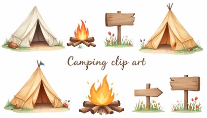 Whimsical Camping Clip Art