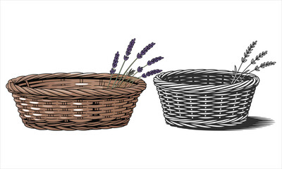 wicker basket with flowers