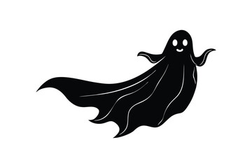 Silhouette art illustration of a ghost with flowing sheet-like form.eps