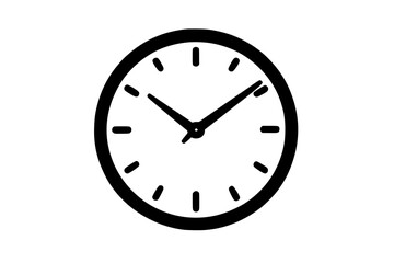 Simple black clock illustration with numbers and hands  