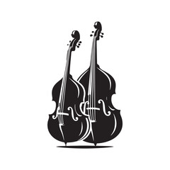 Modern Double Bass Vector - Clean Double Bass Silhouette - String Instrument Design.