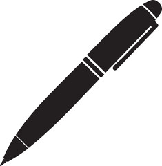 Writing Pen Black Silhouette | Flat Vector Illustration