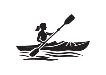 A Woman kayaking Silhouette Vector
