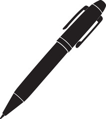 Writing Pen Black Silhouette | Flat Vector Illustration