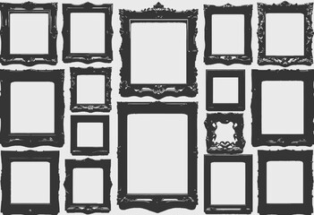 Collection Of Ornate Gray And Black Picture Frames