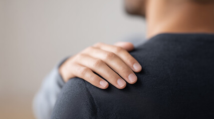 A gesture of solace and support, a comforting hand rests gently on a shoulder, symbolizing empathy and compassion. Capturing a moment of human connection and emotional support.