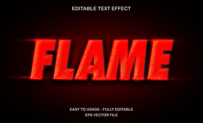 Flame text, editable text effect template, red fire futuristic neon movie text style