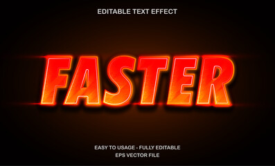Faster text, editable text effect template, futuristic red neon movie text style