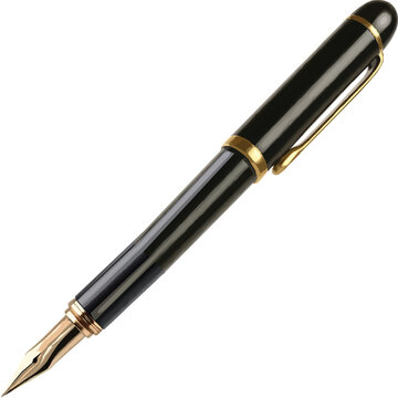 black fountain pen on white background