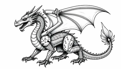 dragon fused with mechanical elements