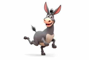 donkey cartoon with happy expression on white background