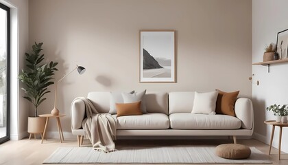 Cozy and stylish Scandinavian, minimalist aesthetic interior. Generative ai