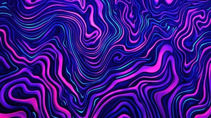 Abstract swirling lines of vibrant neon colors on a dark background