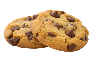 Delicious chocolate chip cookies fresh baked for dessert or snack food photography close up isolated view