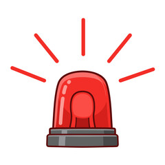 Red Emergency siren icon with exclamation point symbol in flat style. Business concept for web, marketing,banner, mobile app and graphic design elements. Police alarm,Medical alert vector illustration