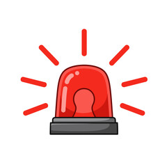 Red Emergency siren icon with exclamation point symbol in flat style. Business concept for web, marketing,banner, mobile app and graphic design elements. Police alarm,Medical alert vector illustration