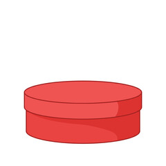 Bright red circular object on a flat surface with a white background, minimalistic design