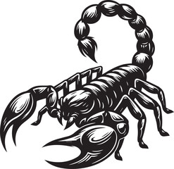 Black and White Scorpion Vector Illustration – Aggressive Insect Tattoo Design	
