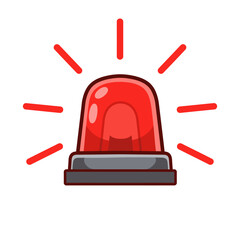 Red Emergency siren icon with exclamation point symbol in flat style. Business concept for web, marketing,banner, mobile app and graphic design elements. Police alarm,Medical alert vector illustration