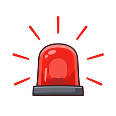 Red Emergency siren icon with exclamation point symbol in flat style. Business concept for web, marketing,banner, mobile app and graphic design elements. Police alarm,Medical alert vector illustration