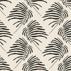 Trendy minimalist seamless botanical pattern with abstract creative hand drawn composition