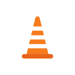 Traffic cone on a road with blurred vehicles in the background during daytime